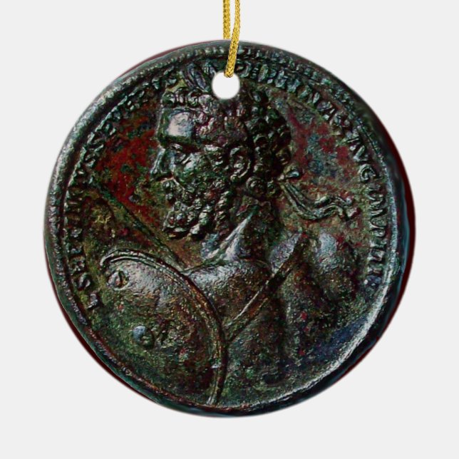 ORNEMENT ROND EN CÉRAMIQUE MÉDAILLON EN BRONZE ROMAIN ANTIQUE SEPTIMUS (Devant)