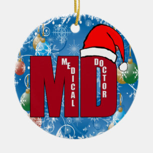 ORNEMENT ROND EN CÉRAMIQUE MÉDECIN D'ORNEMENT DE NOËL DE DM PÈRE NOËL