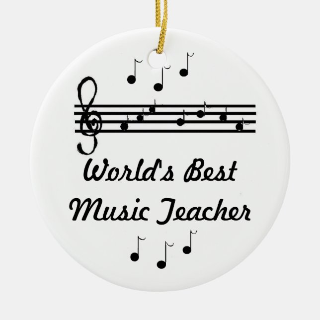 Ornement Rond En Céramique Meilleur professeur de musique du monde (Devant)