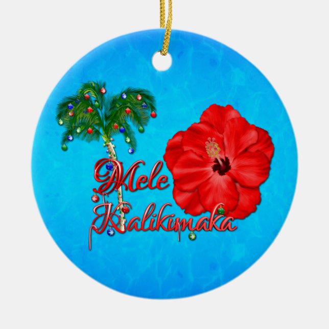 Ornement Rond En Céramique Mele Kalikimaka (Devant)
