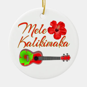 Ornement Rond En Céramique Mele Kalikimaka Ukulele