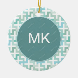 Ornement Rond En Céramique Mer vert géométrique