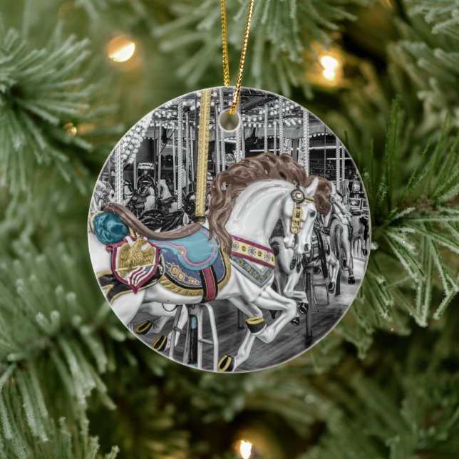 Ornement Rond En Céramique Merry Go Round Carousel (Arbre)