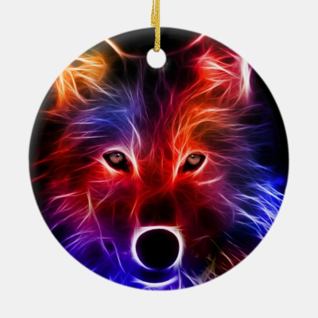 Ornement Rond En Céramique Merveille de loup (Dos)