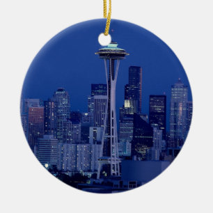 Ornement Rond En Céramique Merveilleux Seattle Washington Downtown Space Need