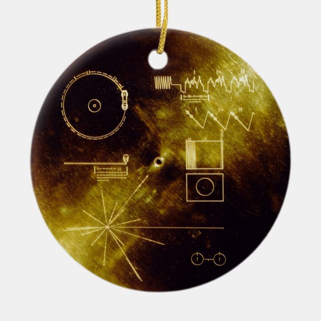 Ornement Rond En Céramique Message de Voyager (Devant)
