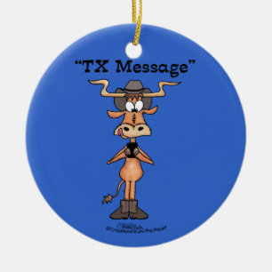 Ornement Rond En Céramique Message TX de Longhorn pour Noël