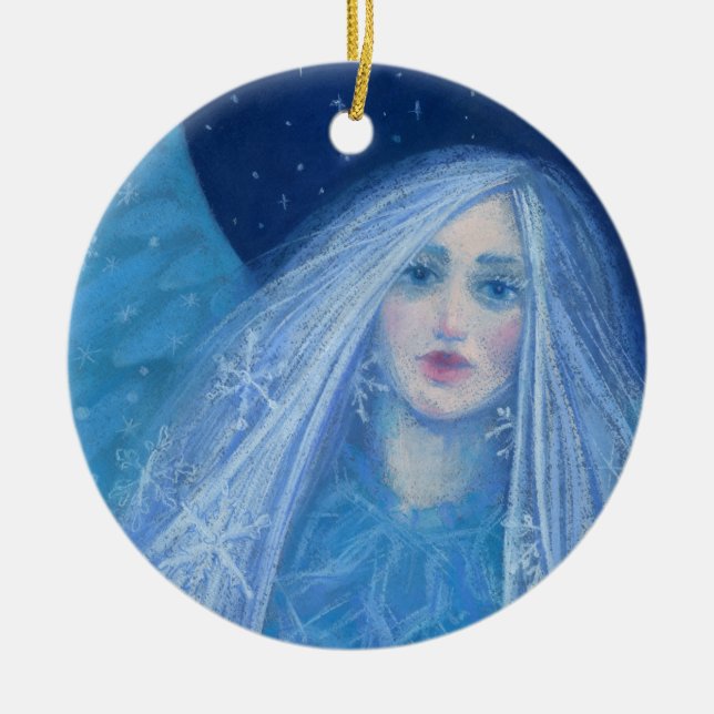 Ornement Rond En Céramique Metelitsa Neige fille Snégurochka Noël Angel (Devant)