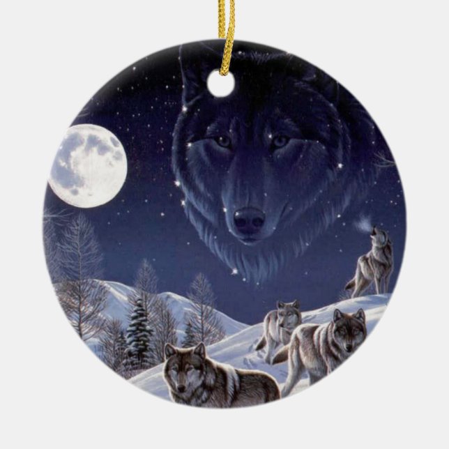 Ornement Rond En Céramique Meute de loups (Devant)