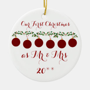 Ornement Rond En Céramique Mignon notre premier Noël ornementent ensemble