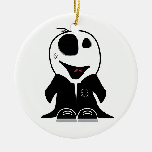 Ornement Rond En Céramique mignon petit mec zombie original (Devant)