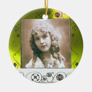 Ornement Rond En Céramique MODÈLE PHOTO MAGIQUE SWIRLS, Topaz Jaune