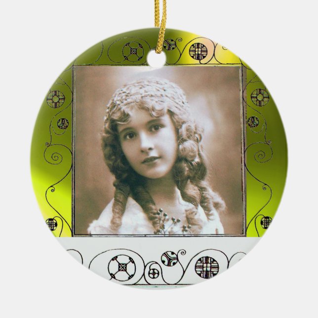 Ornement Rond En Céramique MODÈLE PHOTO MAGIQUE SWIRLS, Topaz Jaune (Devant)