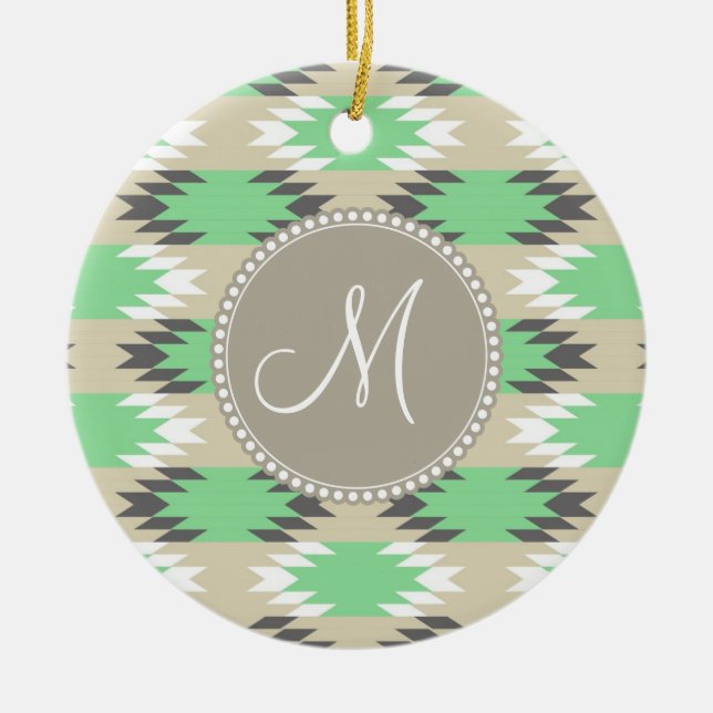 Ornement Rond En Céramique Monogram Aztec Andes Tribal Native American (Devant)