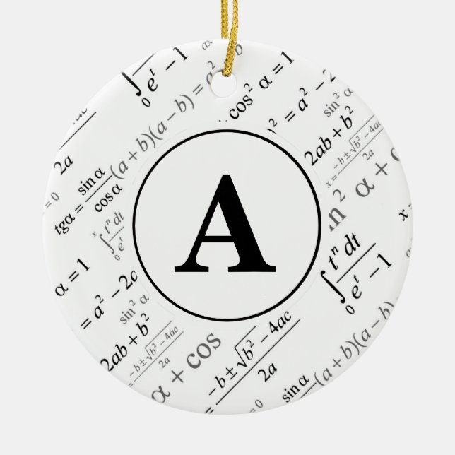 Ornement Rond En Céramique Monogramme initial du maogramme noir blanc d'algèb (Devant)