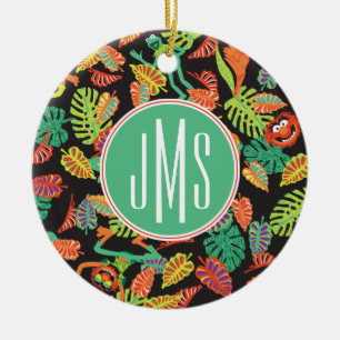 Ornement Rond En Céramique Monogramme Tropical Kermit & Animal Motif