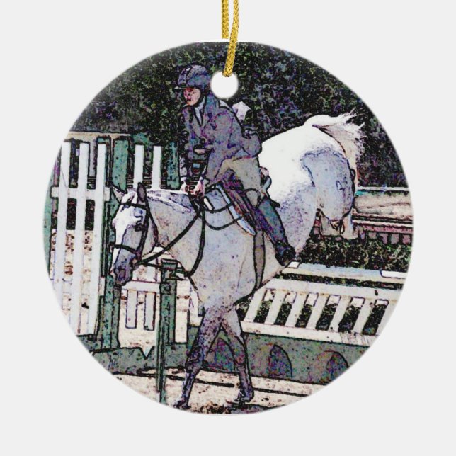 Ornement Rond En Céramique Montrez l'ornement sautant de cheval (Devant)