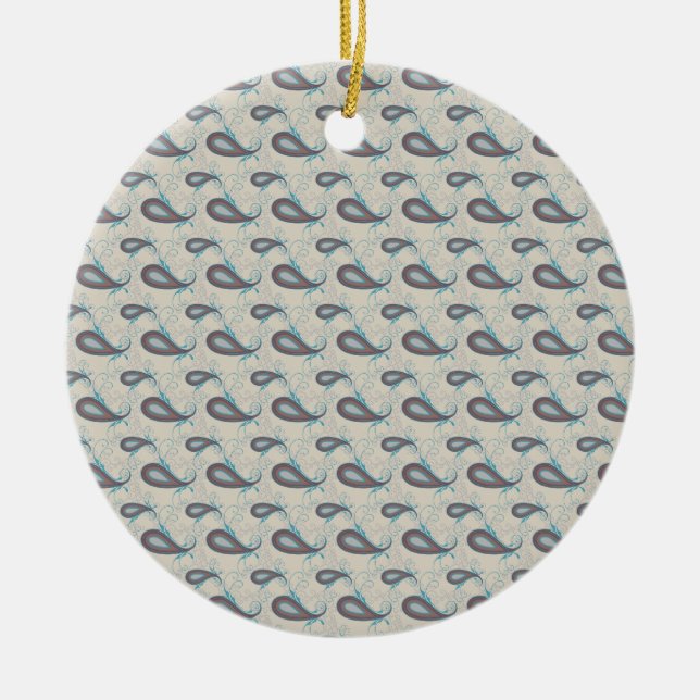 Ornement Rond En Céramique Motif Champagne Paisley (Devant)