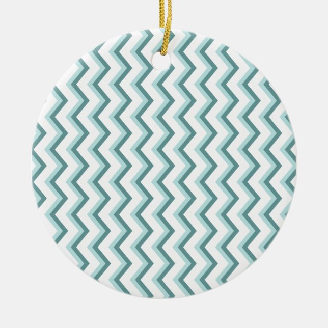 Ornement Rond En Céramique Motif Chevron ZigZag dans Mint Green (Devant)