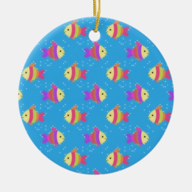 Ornement Rond En Céramique Motif de poissons (Devant)