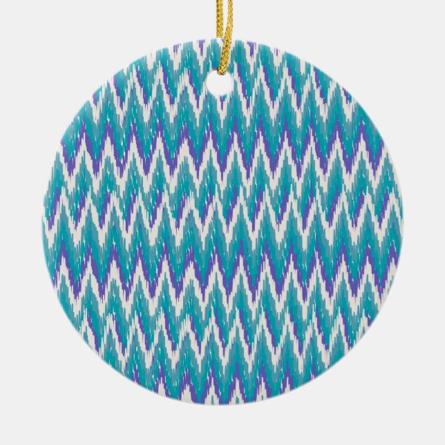 Ornement Rond En Céramique motif turquoise et Amethyst iKat ZigZag (Devant)