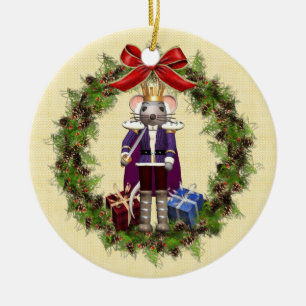 Ornement Rond En Céramique Mouse King Personalized Christmas Round Ornament