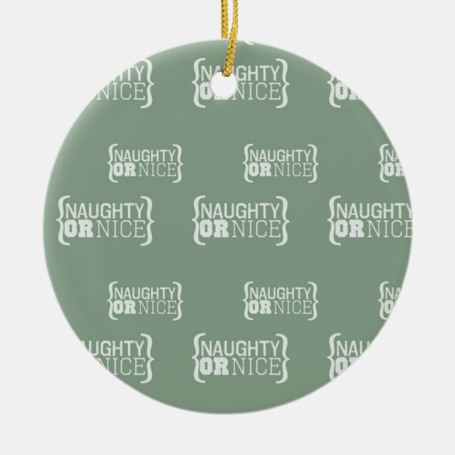 Ornement Rond En Céramique Naughty ou Nice (Devant)