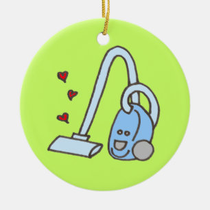 Ornement Rond En Céramique Nettoyeur de vide avec coeur avec nom