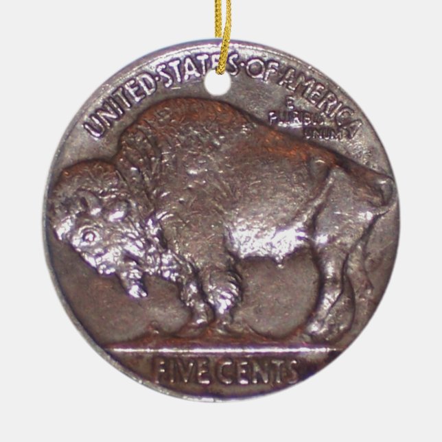 Ornement Rond En Céramique Nickel de Buffalo (Devant)