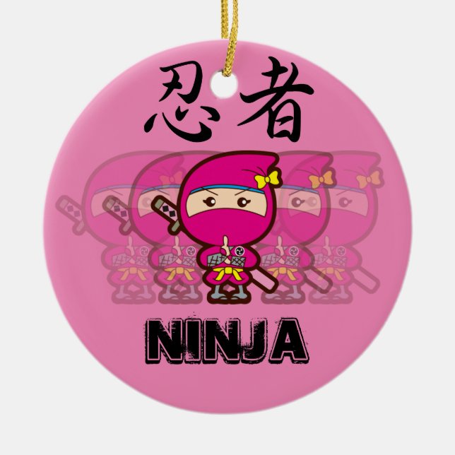 Ornement Rond En Céramique Ninja Girl (Devant)