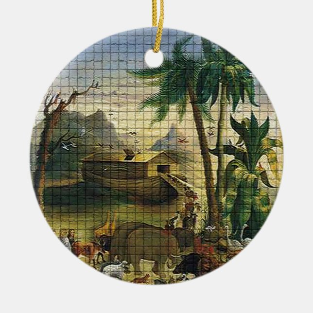 Ornement Rond En Céramique Noé et l'arche (Devant)