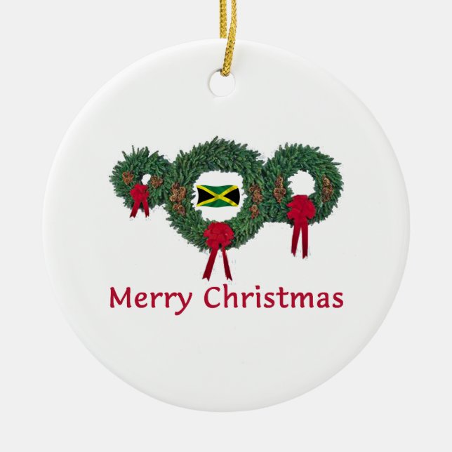Ornement Rond En Céramique Noël 2 de la Jamaïque (Devant)