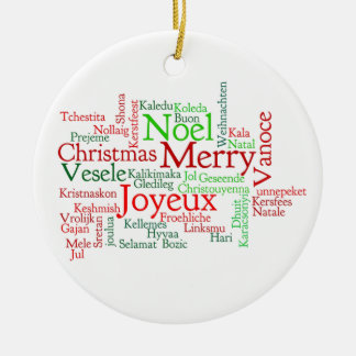 Ornement Rond En Céramique Noël dans beaucoup de langues