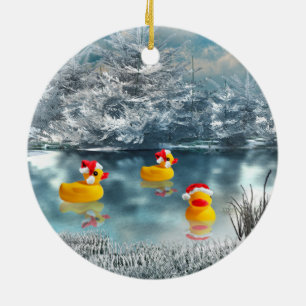 Ornement Rond En Céramique Noël de canard