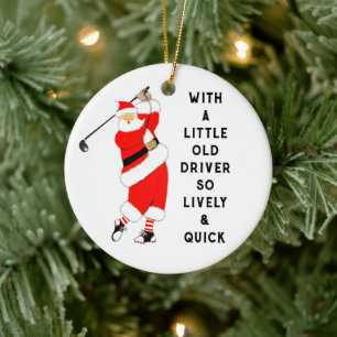 Ornement Rond En Céramique Noël de golf créatif