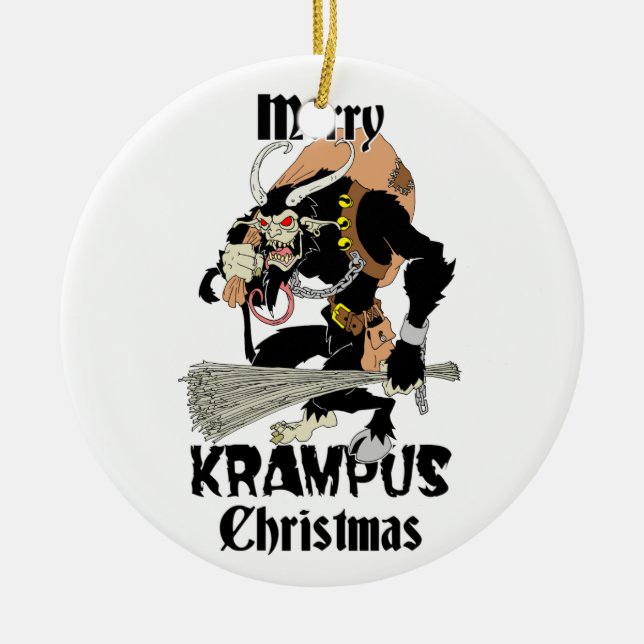 Ornement Rond En Céramique Noël de Krampus (Devant)