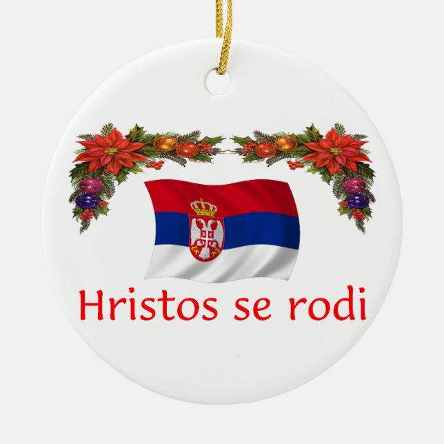 Ornement Rond En Céramique Noël de la Serbie (Devant)