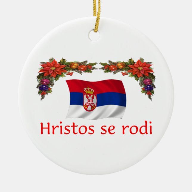 Ornement Rond En Céramique Noël de la Serbie (Devant)