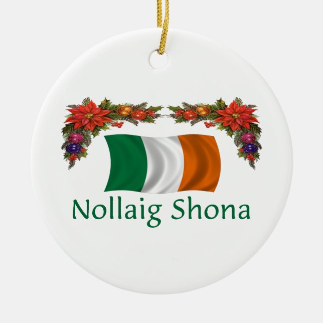 Ornement Rond En Céramique Noël de l'Irlande (Devant)