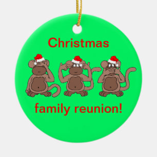 Ornement Rond En Céramique Noël de singe