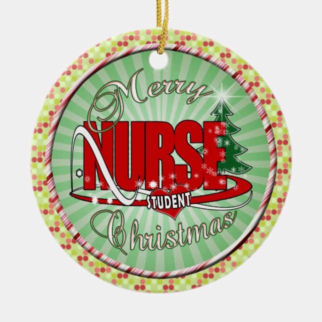 ORNEMENT ROND EN CÉRAMIQUE NOËL D'ÉTUDIANTE D'INFIRMIÈRE (Devant)