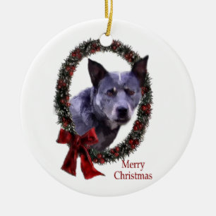 Ornement Rond En Céramique Noël du chien de bétail australien