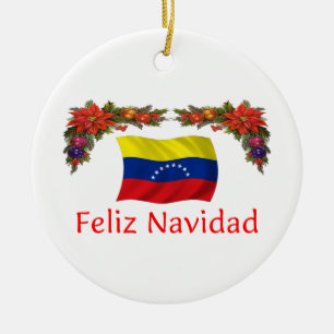 Ornement Rond En Céramique Noël du Venezuela