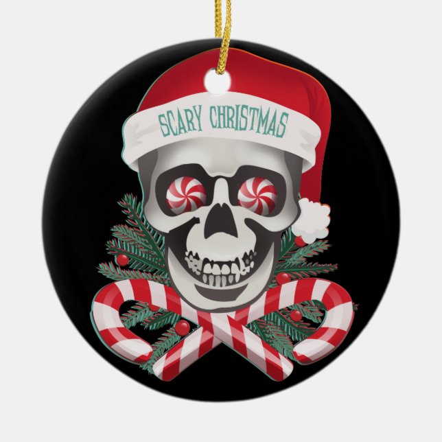 Ornement Rond En Céramique Noël effrayant (Devant)