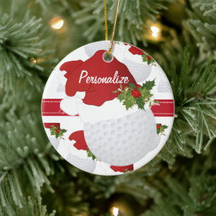Ornement Rond En Céramique Noël Golf Personnaliser l'ornement