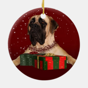 Ornement Rond En Céramique Noël mastiff anglais