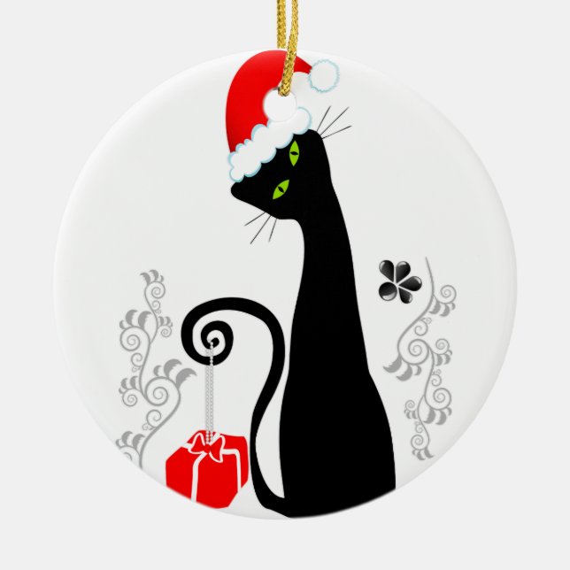 Ornement Rond En Céramique Noël moderne Kitty (Devant)