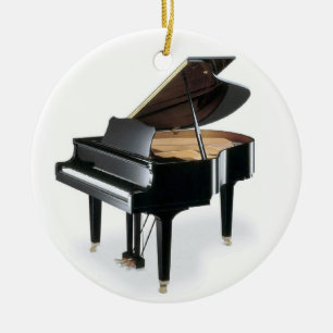 Ornement Rond En Céramique Noël noir de musique de piano à queue
