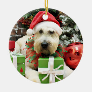 Ornement Rond En Céramique Noël - Terrier blond comme les blés - Bailey