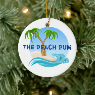 Ornement Rond En Céramique Noël tropical personnalisé